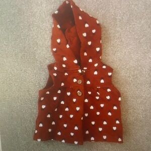 Red Hooded Vest with Heart Pattern